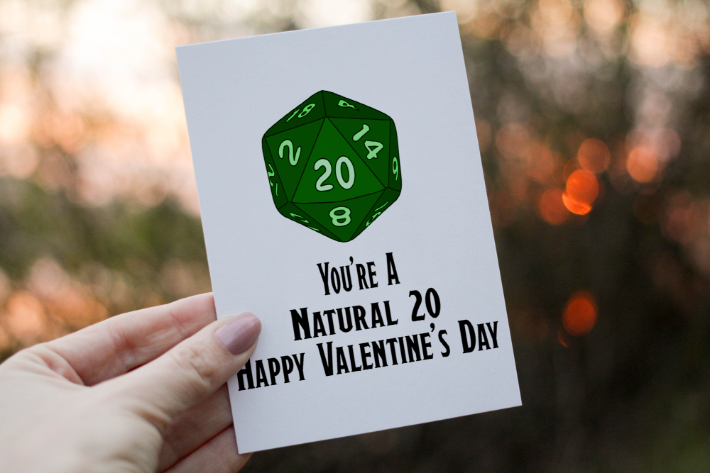 You're A Natural 20 Dungeons and Dragons Valentines Card